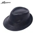 Chapeau en cuir PU pour hommes Fedoras simples Mn Retro Male Jazz Hats ChimStreet Dance Dad Hat