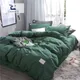 VEV-ESTHOTE-Parure de lit de luxe vert foncé drap plat imprimé doux housse de couette linge de