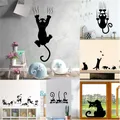 Créatif paresseux chat noir autocollant mural maison chambre décoration peintures murales Stickers