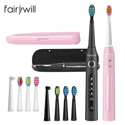 Fairywill – brosse à dents électrique sonique nettoyage puissant minuterie Rechargeable USB tête
