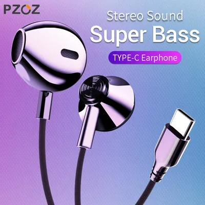 PZOZ-Écouteurs filaires de type C oreillettes basses casque d'écoute pour iPhone 15 Pro Max iPad