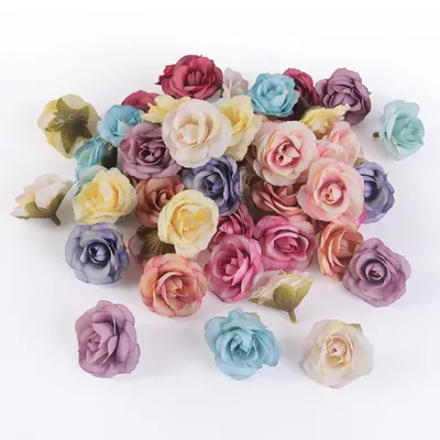 Mini têtes de roses artificielles 20/50 pièces fausses fleurs pour mariage décoration de fête à