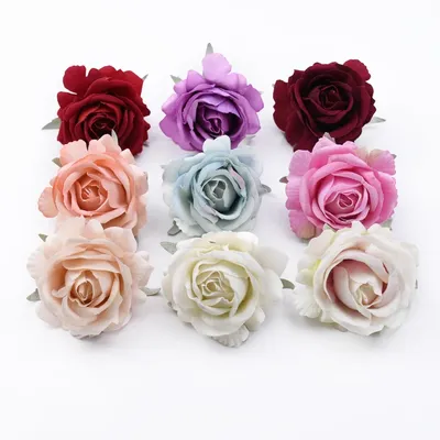 5/10 pièces fleurs artificielles pour la décoration de la maison mariage poignet Roses en soie