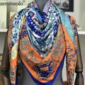 Grand Foulard Carré Imprimé pour Femme Marque de Luxe Printemps 100% InjTwill Bandana Châle