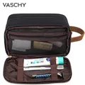 VASCHY-Trousse de Toilette Vintage en Cuir pour Homme et Femme Kit de Voyage à Compartiments