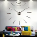 Vente horloge murale montre horloges 3d bricolage acrylique miroir autocollants salon Quartz