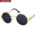 Peekaboo vintage rétro gothique steampunk miroir lunettes de soleil or et noir lunettes de soleil