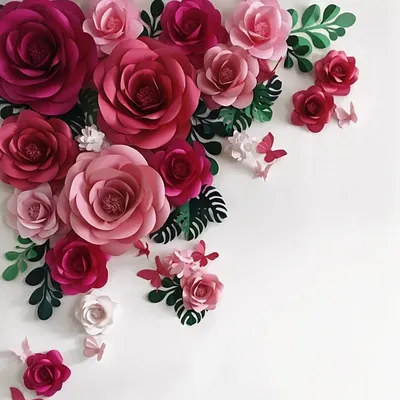 Grandes roses artificielles en papier bricolage toile de fond kits complets pour mariage et