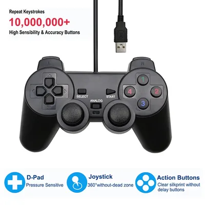 Manette de jeu filaire USB Joystic Gamepad manette de vibration pour Playstation WinXP Win7