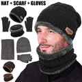 Ensemble bonnet et écharpe unisexe gants à écran tactile doux chapeau rétro cou chaud hommes et