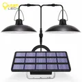 Lampe solaire exterieur LED jardin Chandelider sur Batteries solaires Double tête suspension lampe