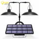 Lampe solaire exterieur LED jardin Chandelider sur Batteries solaires Double tête suspension lampe