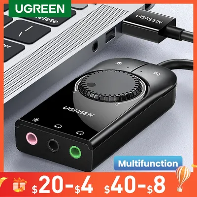 UGREEN – carte son externe USB pour ordinateur portable adaptateur Audio pour Microphone et casque