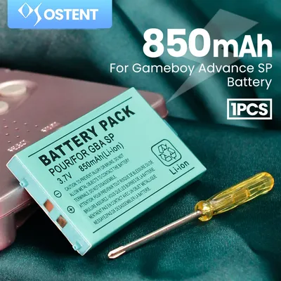 OSTENT – batterie Lithium-ion Rechargeable de 850mAh + Kit d'outils pour Nintendo Gameboy Advance