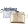 Porte-cartes en cuir PU pour femmes et filles porte-monnaie à fermeture éclair simple brillant