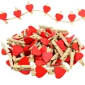 50 pièces/lot de pinces en bois de 3cm Clips mignons de cœurs d'amour en bois bricolage de