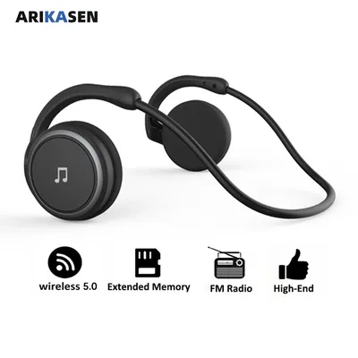 Ariinstanten-Écouteurs Bluetooth sans fil casque d'écoute lecteur MP3 radio FM mémoire