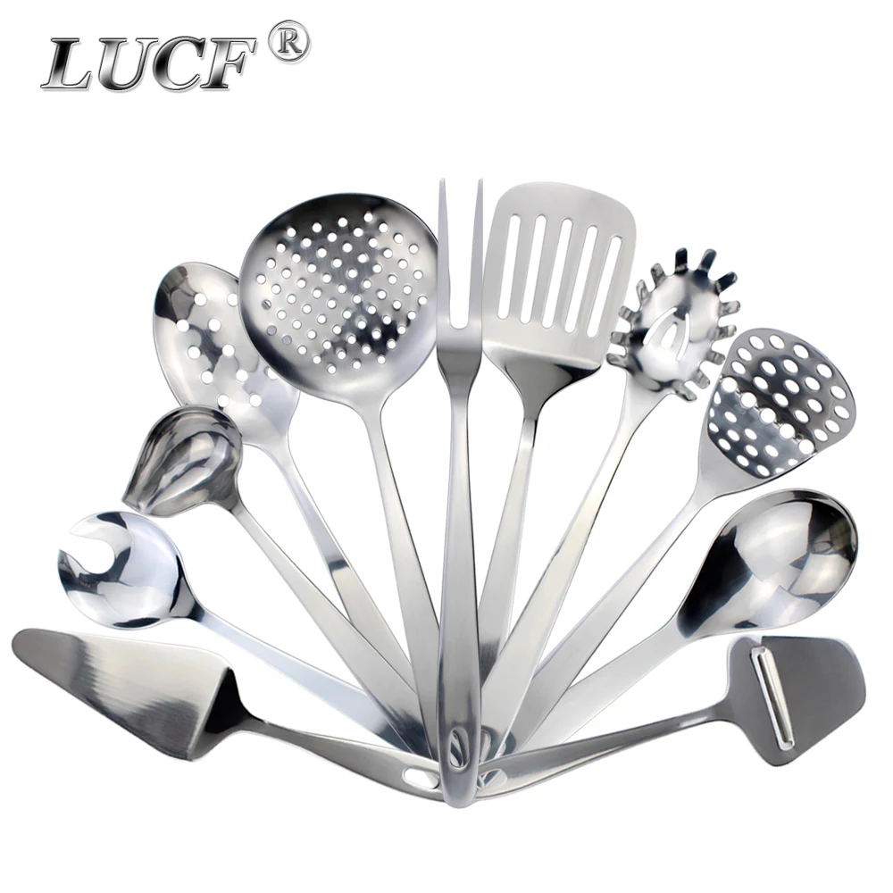 LUCF – ustensiles de cuisine suspendus en acier inoxydable, cuillères/berceau/broyeur/spatule/marche à viande, outils de cuisine, ustensiles de cuisson pour la cuisine