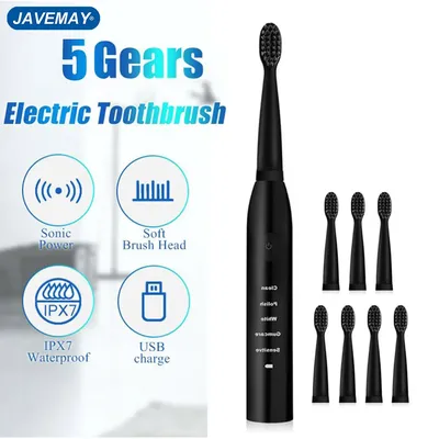Brosse à dents électrique Ultra sonique Charge USB brosses à dents lavables blanchiment brosse à