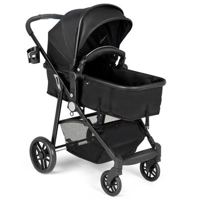 Costway 2-in-1 Foldable Pushchair Newborn Infant Baby Stroller-Black