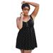 Plus Size Women's Retro Swim Dress by Swim 365 in Black Dot (Size 18) Swimsuit