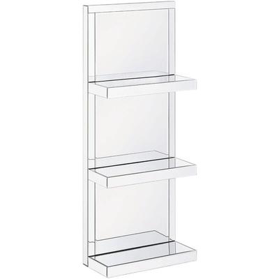 Beliani - Wandregal Silber Glas mit 3 Böden rechteckig Spiegeleffekt Modern Glamourös Badezimmer Image
