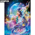 MFUN-Peinture diamant thème "Cartoon girl moon" broderie complète 5D perles carrées ou rondes