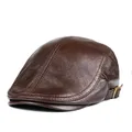 Béret en cuir véritable pour hommes et femmes bonnet de rue chapeaux fins pour hommes casquette