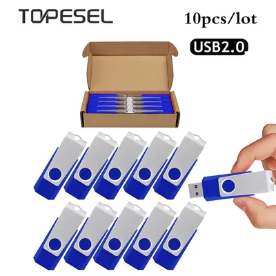 TOPESEL-Lot de 10 clés USB 128 1 Go 2 Go 4 Go 8 Go 16 Go 64 Go 2.0 Go