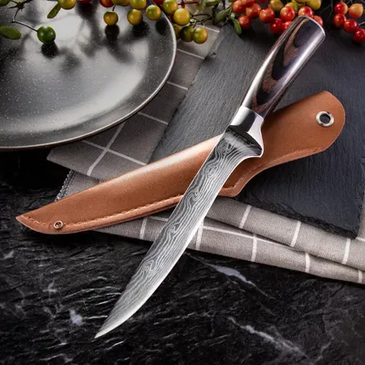 Couteau de cuisine à désosser damas motif Laser couteau de boucher en acier inoxydable pour la