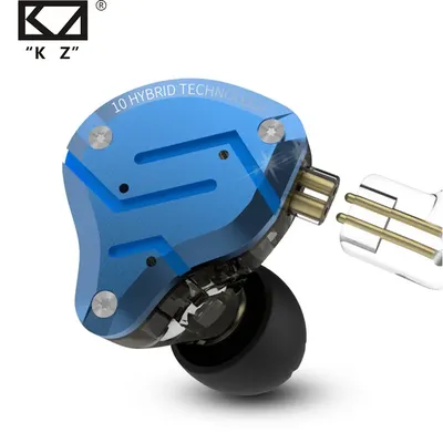 KZ-Écouteurs ZS10 Pro Blue Noise Cancelling Casque en métal 4BA 1esse Hybrid 10 pilotes HIFI