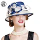 Chapeau de mariage britannique élastique pour femme bleu blanc Sinamay chapeau d'église fleur