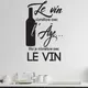 Le Vin Vin citation espagnole et française autocollant mural pour cuisine ou salle à manger