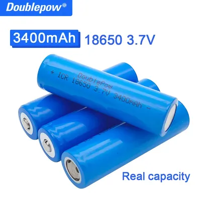 Doubllepow – batterie rechargeable au lithium 18650 capacité suffisante 3.7v 3400mah pour lampes