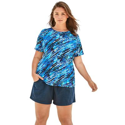 Plus Size Women's The Swim Tee by Swim 365 in Silver Foil Animal (Size 26/28) Rash Guard