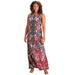 Plus Size Women's Ultrasmooth® Fabric Print Maxi Dress by Roaman's in Floral Paisley Diamond (Size 22/24) Stretch Jersey Long Length Printed