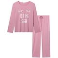 Ladies Viscose Pyjamas Set Long Sleeve Sleepwear for Women Dusty Pink Medium