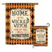 The Holiday Aisle® Strake 2 Piece Wicked Home Fall Halloween Impressions Decorative Vertical 2-Sided Flag Set in Black/Orange | Wayfair