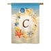 Highland Dunes Radford Summer Monogram 2-Sided Polyester Garden Flag Metal in Blue/Brown | 40 H x 28 W in | Wayfair