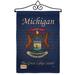 Trinx Michigan 2-Sided Burlap 19 x 13 in. Garden Flag in Blue | 18.5 H x 13 W x 0.1 D in | Wayfair 4DDA9912757C44029A5EAE490B8AF080