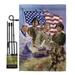 The Holiday Aisle® Willapa The Armed Forces Americana Patriotic Impressions 2-Sided 19 x 13 in. Flag Set in Gray | 18.5 H x 13 W x 1 D in | Wayfair