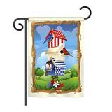 The Holiday Aisle® Ared Star Spangled Birdhouse 2-Sided Polyester House Flag in Green/Blue | 18.5 H x 13 W in | Wayfair