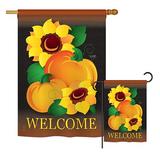 The Holiday Aisle® Havell Welcome Pumpkin Fall Harvest & Autumn 2-Sided Polyester 2 Piece Flag Set in Green/Orange/Yellow | 28 H x 18.5 W in | Wayfair