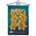 August Grove® Orlo Daffodils 2-Sided Burlap 19 x 13 in. Garden Flag in Brown/Green | 18.5 H x 13 W x 0.1 D in | Wayfair