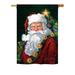 The Holiday Aisle® Arman Santa Portrait 2-Sided Polyester House Flag Metal in Red/Pink/Black | 40 H x 28 W in | Wayfair