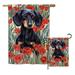 Winston Porter Portier Dachshund In Tulips Nature Pets 2-Sided Polyester 40 x 28 in. Flag Set in Black/Brown/Red | 40 H x 28 W in | Wayfair