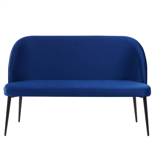 Sofa Blau Polsterbezug aus Samtstoff 2-Sitzer Küchensofa mit Metallgestell Schwarz Modern Wohnzimmer Salon Möbel Wohnecke Sitzecke Küche
