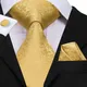 Hi-Tie – ensemble de cravates et de boutons de manchette pour homme en soie motif Floral jaune