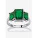 Women's Sterling Silver 3 Square Simulated Birthstone Ring by PalmBeach Jewelry in May (Size 10)