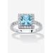 Women's Simulated Birthstone and Crystal Halo Ring in Sterling Silver by PalmBeach Jewelry in March (Size 5)